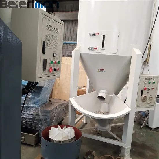SS304 Machine Body PP PE PPR ABS Nylon Grain/Pellets Vertical Hopper Drying Mixer Plastic Mixing Machine 1000kg/Hour Capacity Matched with Extruder