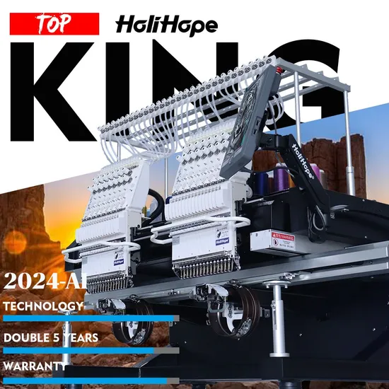 10 Years Motor Warranty! Big Sale up to 50% off Holihope 15 Needles Multi Functions Cap T-Shirt Flat Towel 2 Head Embroidery Machine