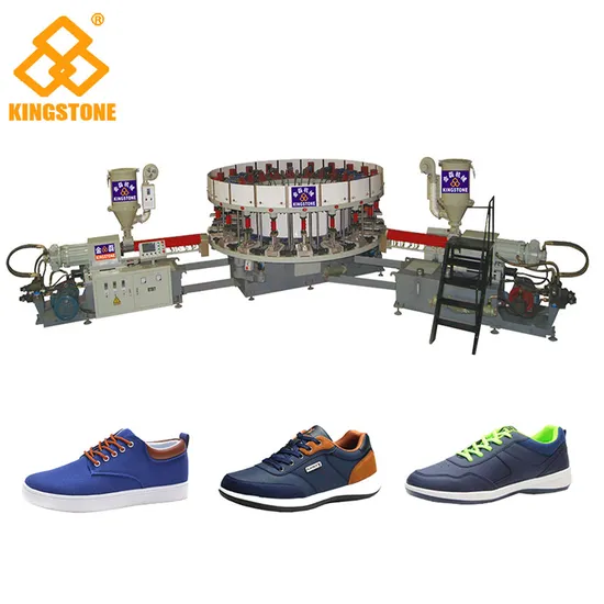 Rotary Machine for Producing One and Two Colour Sole Directly Injected Onto Uppers