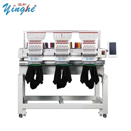 Yinghe Manufacturer 3 Heads 12 Needles Indusrial Computerized Embroidery Machine Equipped with Multi Functions T-Shirt/Garment/Textile/Peaked Cap/Hat