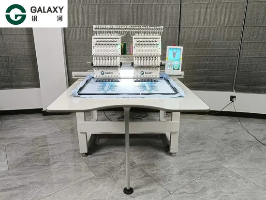 Galaxy 2 Heads Cap Embroidery Machine with Flat Embroidery Garment