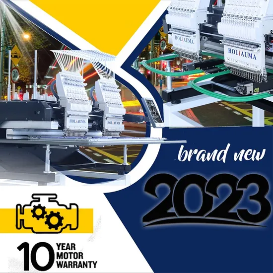 Holiauma 10 Year Motor Warranty Double Head Embroidery Machine 400*500mm Cap T-Shirt Flat Automatic Computer Embroidery Machine Like Tajima