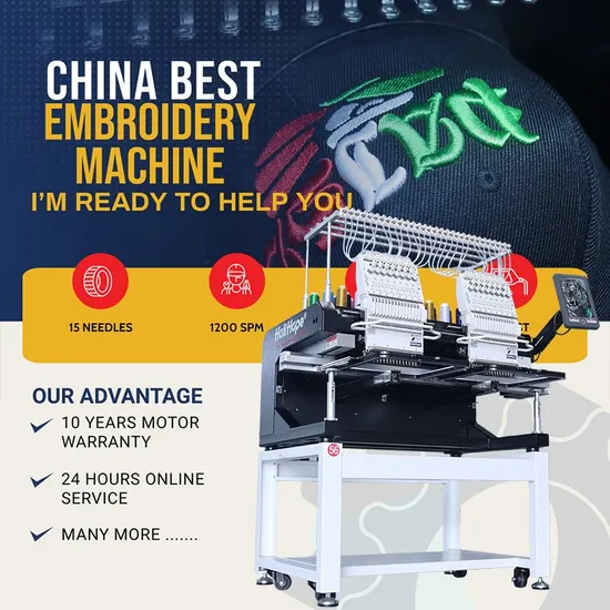 Factory Direct Sale Good Quality Embroidery Machine 2 Head Brother Tajima Swf Type Automatic Logo 3D Cap T-Shirt Flat Embroidery Machine Two Head for Sale
