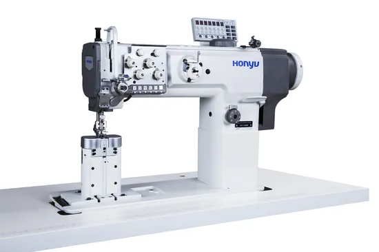 HY-1780B leather sewing machine for soft furniture Intensive Direct Drive, Post Bed, Double Needle Compound Feed Sewing Machine