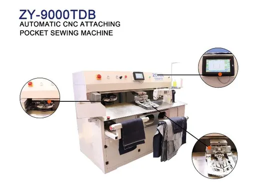 Zy9000tdb Automatic CNC Attaching Pocket Sewing Machine
