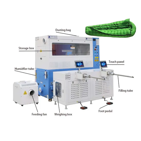 FUDA Space Saving Automatic 2 Head 8 Scales Ball Fiber Sleeping Bag Filling Machine