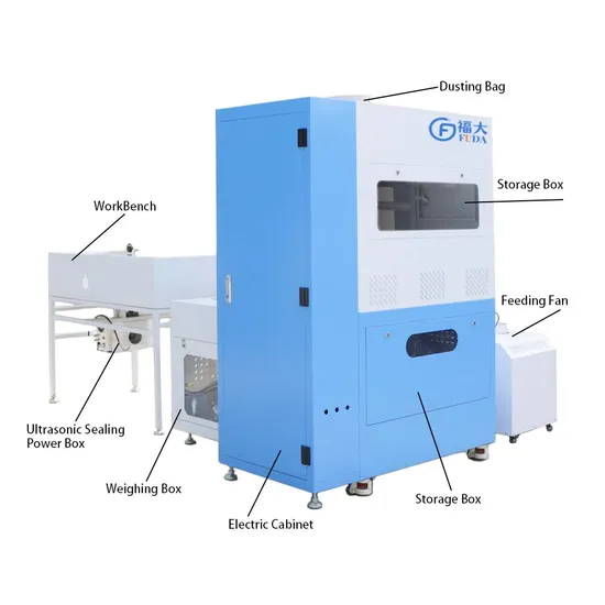 FUDA Fully Automatic 1 Filling Port Quantitative Space-Saving 4 Weighing Units Goose Down Filler
