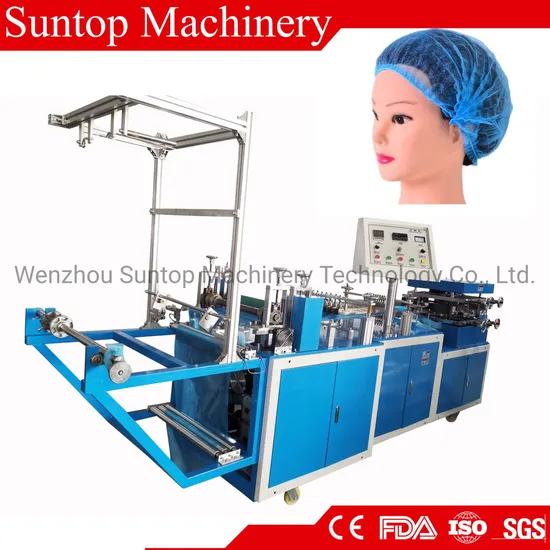 Spunbonded Non Woven and PE Plastic Bouffant Head Cap Making Machine with Elastic