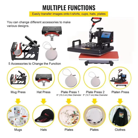 T-Shirt Heat Press Machine Cup Heat Printing Cap Heat Thermochromic Paint Coffee Cup Tumbler Heat Press Machine