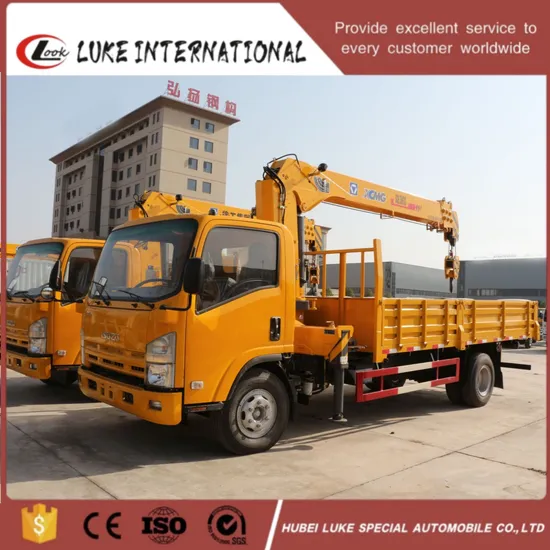 Japan Brand New Elf 700p Cargo Box Type Truck Mounted 6t Crane Truck with Crane 5tons Crane Truck Lorry-Mounted 7t Crane 6000kg Loader Cranes