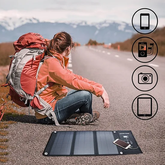 21W Mono Crystalline Foldable Solar Panel USB Mobile Phone Battery Folding Solar Charger