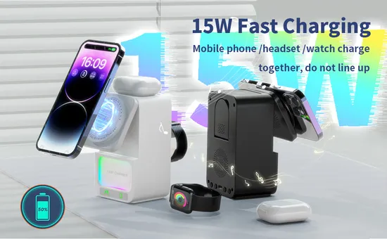 5 in 1 Magnetic Wireless Charging Station 15W Fast Phone Charger Bluetooth Speaker