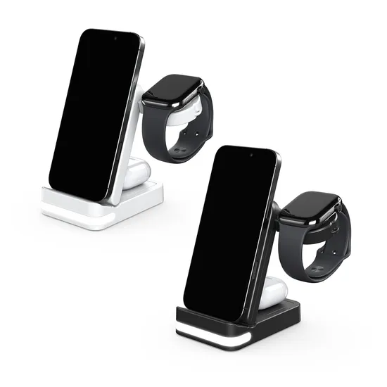 2025 Trending 4 in 1 LED Foldable Wireless Charger 15W Fast Portable Desktop Mobile Phone Wireless Charger Station for iPhone for Apple Watch for Airpods