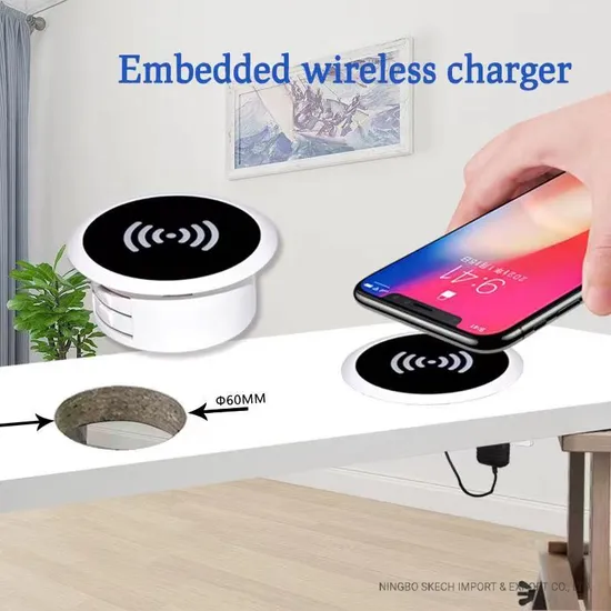 USB 15W Max Fast Wireless Charger Desktop Device Qi Fast Embedded Wireless Charging Pad Compatible with Any Qi-Enabled Devices (DC-03)
