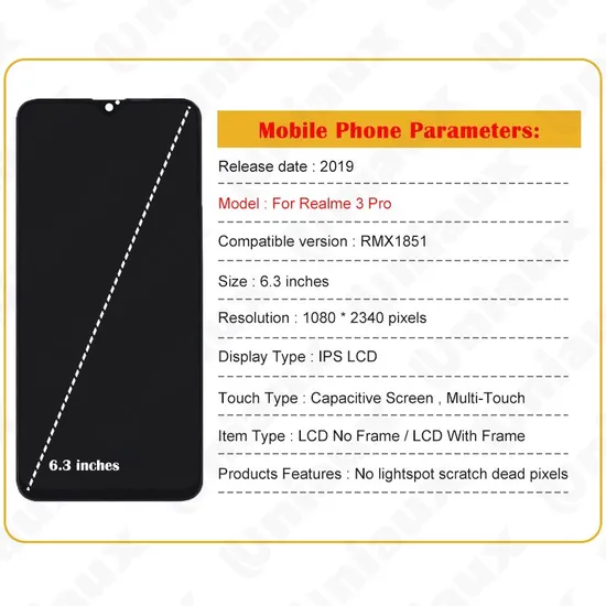 6.3" Original for Oppo Realme 3 PRO Rmx1851 LCD Display Touch Panel Screen Digitizer Assembly for Realme 3 PRO 3PRO LCD Screen