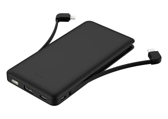 10000mAh Built in Charging Cable LED Flashlight Portable Mobile Power Bank for Android and iPhone Phones