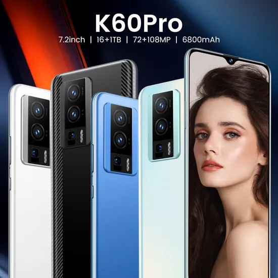 Hot Sale in Stock Smart Mobile Phone Model K60PRO 7.2 Inch Android Phone, OEM/ODM