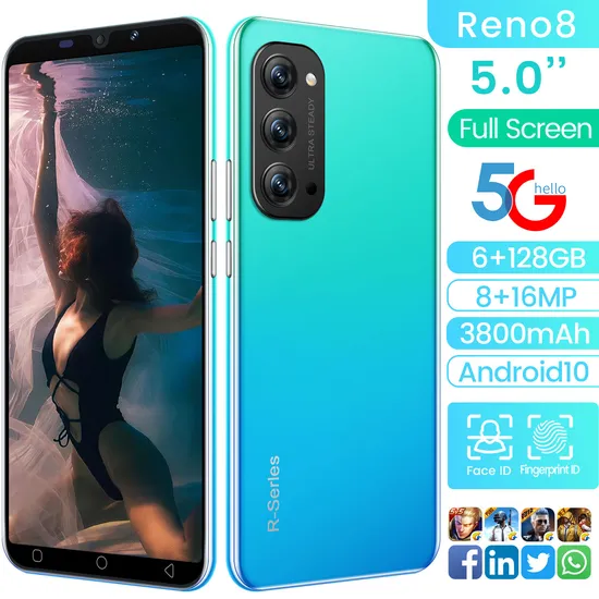 Viqee Mobile Phones Foreign Trade Brand New Hot Sale Smart Phone Model Reno8 Android Cell Phone, OEM/ODM, Ready in Stock
