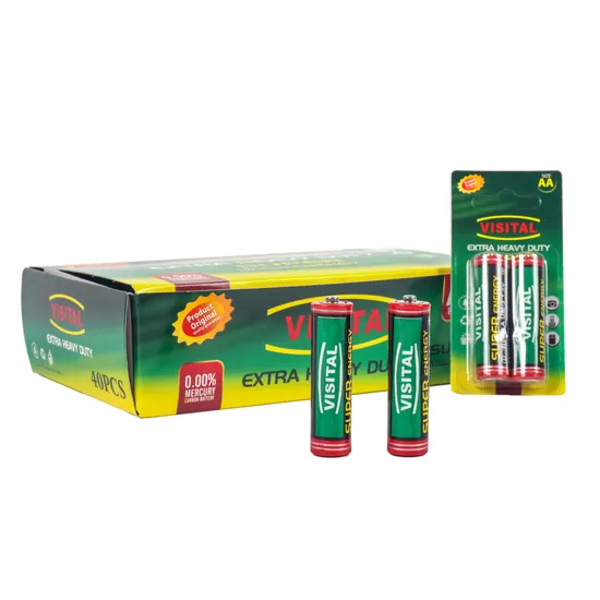 2PCS Blister Card Pack R6 AA 1.5V, Zinc Carbon Battery, Long Shelf Life Dry Battery Cell