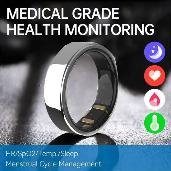 Top Sale Bt Heart Rate Blood Pressure Blood Oxygen Body Temperature Hrv Step Counting Medical Grade Mens Smart Ring