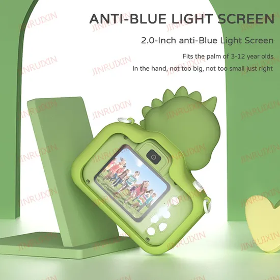 Factory Wholesale Foreign Trade New Children′s Camera Cartoon Green Dinosaur HD Double Shot Game Selfie Filter Toy Factory