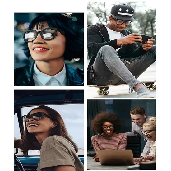 High Quality Custom Logo Smart Audio Glasses Built-in Mic & Speaker with Blue Light Filtering