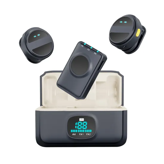 Rechargeable Dual Wireless Lavalier Microphones for Mobile Devices