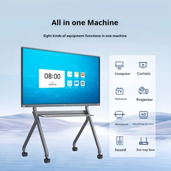 55/65/75 Inch All in One Smart Board 4K LED Digital Gk6780 CPU Android 12 Room Conference Flat Touch Screen Meeting Interactive Whiteboard Advertising Player