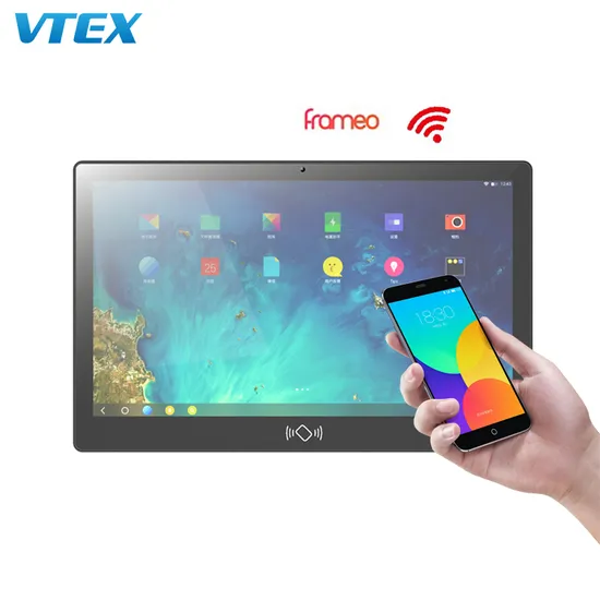 15.6 Inch Framoe Cloud Storage Video Advertising Players Wooden Digital Picture Wall Photo Frame