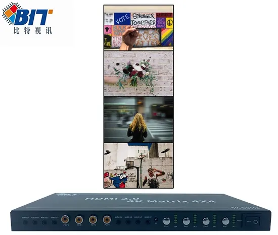 Bitvisus Support HDMI 4K 60Hz Matrix 4X2 HDMI Matrix Switcher 2.0 Video Matrix Controller