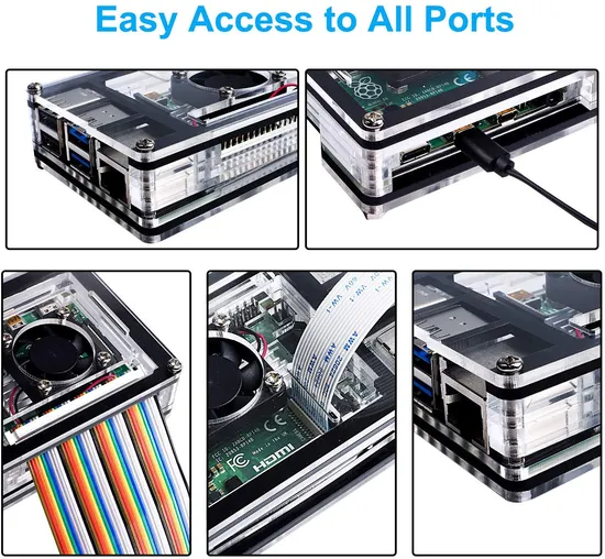HDMI Cable Adapter USB-C Power Supply Raspberry Pi 4 with Fan