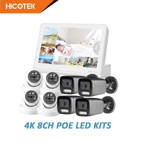 4K 8CH Network Surveillance IP Camera 11.6′′ LCD Screen Poe NVR All in One Security Monitoring Xmeye 8MP Video CCTV System OEM Factory