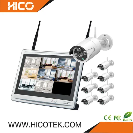 1080P 8CH Smart Wireless WiFi Cameras All-in-One LED Screen NVR Kits with Xmeye Eseecloud APP