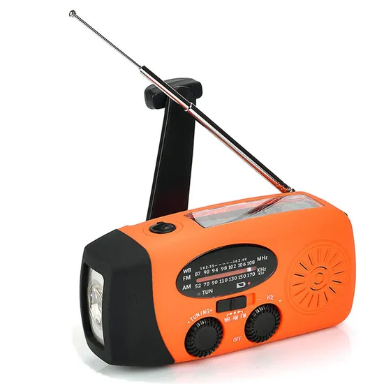 Hand-Cranked Power DC Charging Built-in 2000mAh Battery Am/FM/Wb Orange Solar Crank Radio