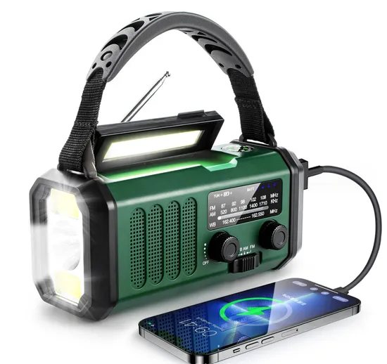 Outdoor Emergency FM/Am/Wb Solar Rechargeable Lighting Portable-Torch Hand Crank Electric Sos Radio