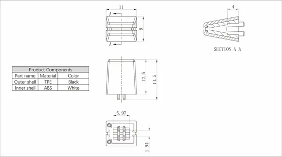an-43 Plastic Dual Color Button Many Colors Plastic Buttons with Indicator on Top and Side for Audio