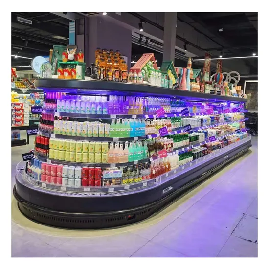 Supermarket Open Cooler Display Refrigerator for Drinks and Beverage Storage