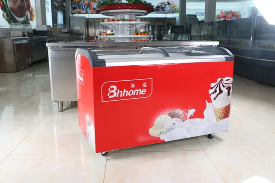 Glass Open Door Chest Deep Freezer/Ice Cream Showcase Fridge/Ice Cream Refrigerator
