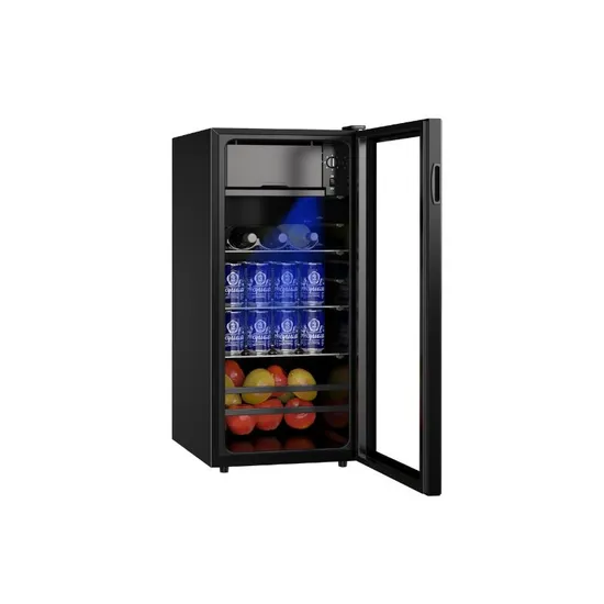 102L Commercial Beverage Display Single Glass Door Fridge Refrigerator with Freezer Box