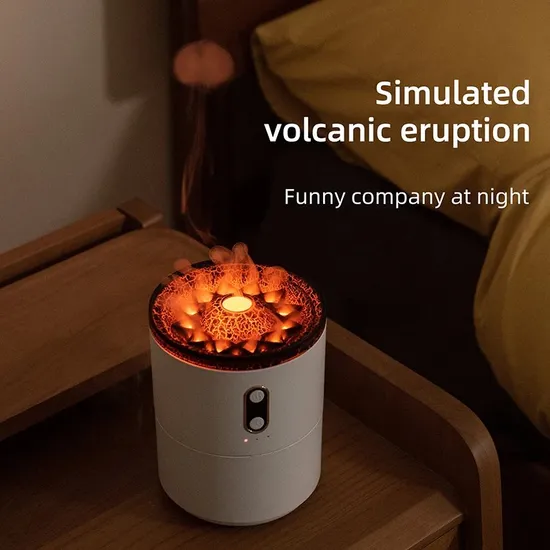 450ml 3D Simulated Flame Volcano Aroma Diffuser Ultrasonic Smart Cool Mist Jellyfish Diffuser for Home Office