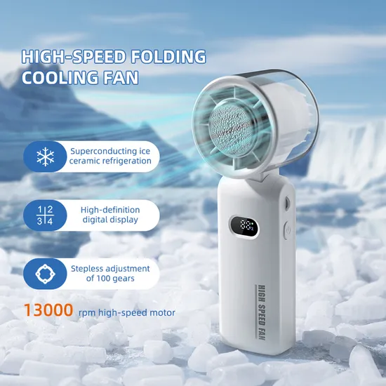 Foldable Mini Outdoor Cooling Handheld Fan with 3600mAh Rechargeable Battery Power