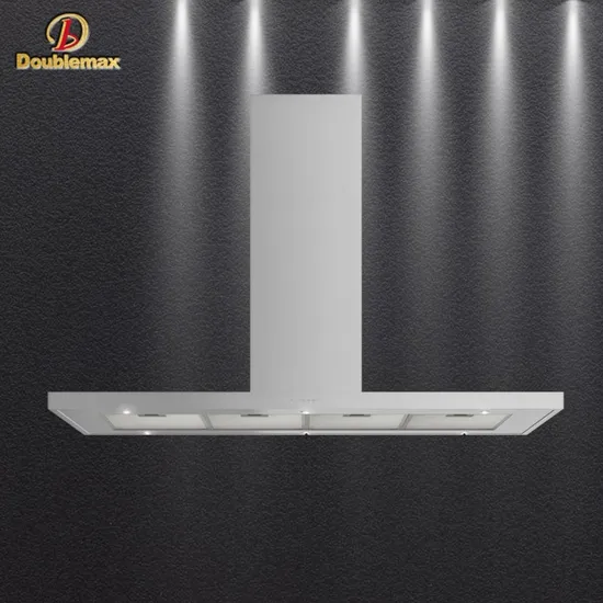 T Shape Stainless Steel 900mm Double Chimney Touch Control Island Range Hood