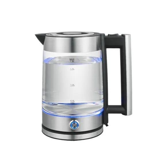 High Quality Glass Stainless Steel Kettle with Ultra Blue Light