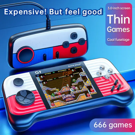New Classic Gamepad G9 Retro Gaming 3.0 Inch Color Display with Rechargeable Arcade Game Console Kids Handheld