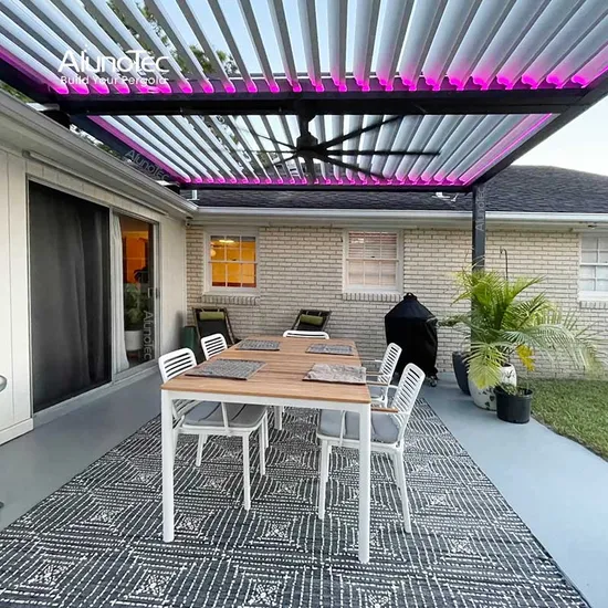 AlunoTec 12x20 Louvre Pergola Building Plans Shade Cover Aluminium Patio Pergola White Color Grey Color