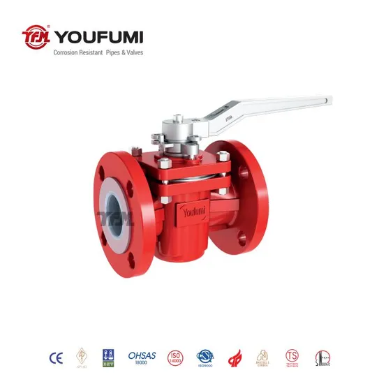 PFA Lined Plug Valve Flange Type for Caustic Soda