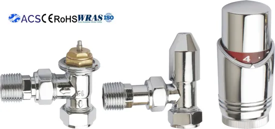 All Chrome Trv Set Thermostatic radiator Valve Lockshield Valve Thermostatic Head