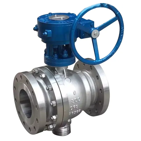 300lb 6in Gear Box Stainless Steel Trunnion 2PC Flange End Ball Valve