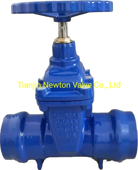 SABS 665 664 DIN3202 F5 Socket End Type Resilient Rubber Seat Seated Non-Rising Stem Double Flange Gate Valve with Hand Wheel Head Square Cap for PE Pipe