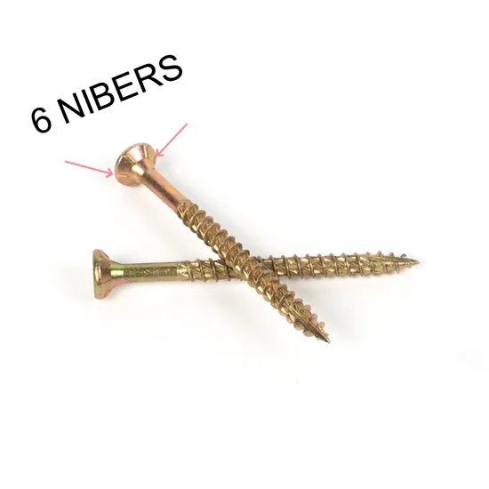 Countersunk Head Chipboard Screw Yelllow Zinc Pozi/Trox Type 17 DIN7505